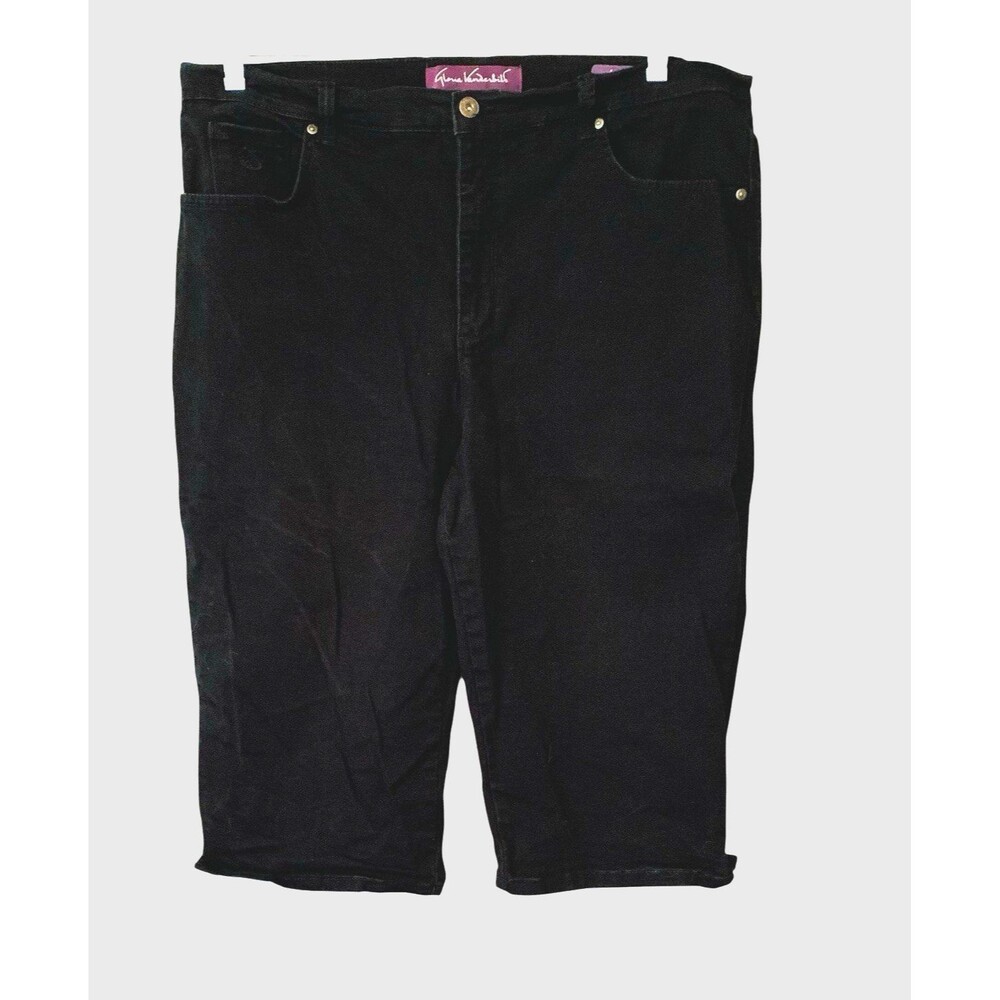Gloria Vanderbilt Bermuda Shorts Womens 16 Black "Amanda Skimmer" Embellished